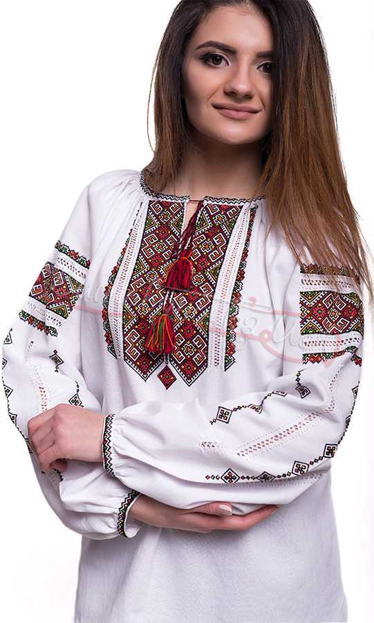 Яркая женская вышиванка ручной работы SL33 - фото 3 vishivano4ka.com.ua