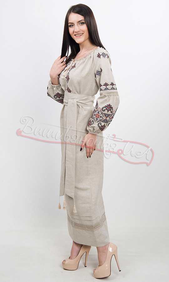 Лляна сукня з мереживом і вишивкою 7306 - фото 3 vishivano4ka.com.ua