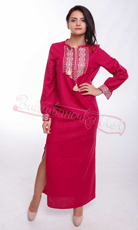 Яскраве довга сукня з вишивкою NY08 - фото 1 vishivano4ka.com.ua