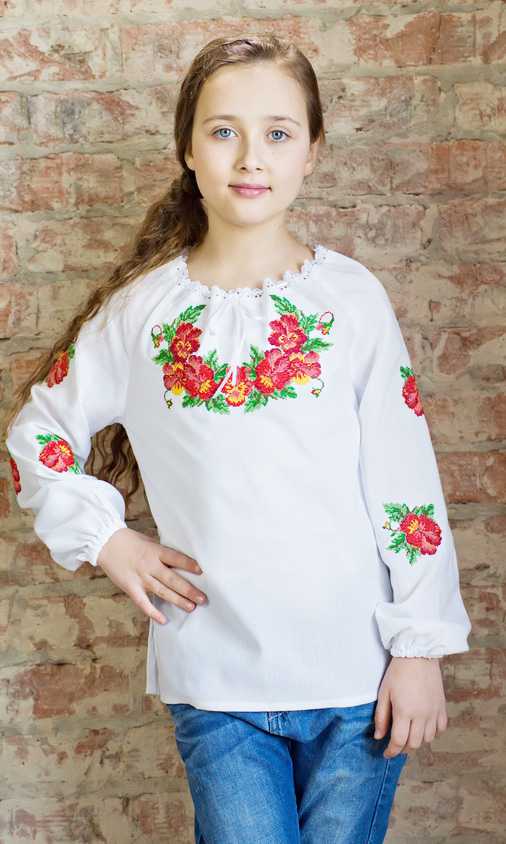 Сорочка для дівчинки з вишивкою квітів 9945 - фото 1 vishivano4ka.com.ua