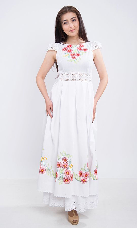 Белое платье с вышивкой 7218 - фото 1 vishivano4ka.com.ua