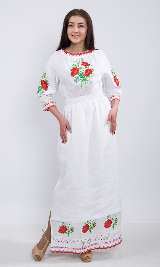 Белое вышитое платье 7213 - фото 2 vishivano4ka.com.ua
