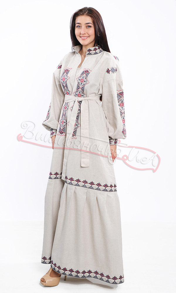 Ексклюзивне плаття з натурального льону 7229 - фото 3 vishivano4ka.com.ua