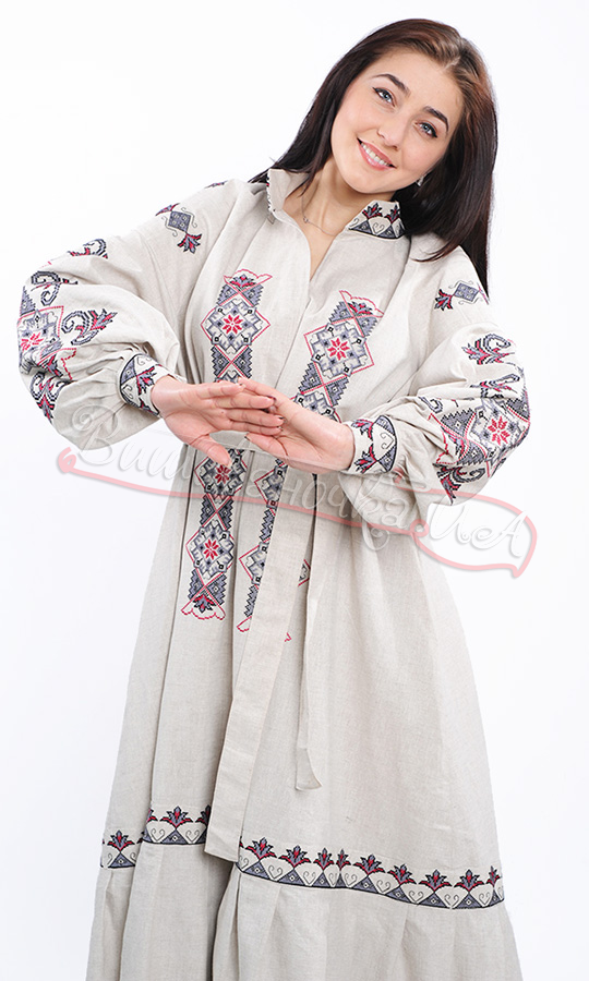 Ексклюзивне плаття з натурального льону 7229 - фото 4 vishivano4ka.com.ua