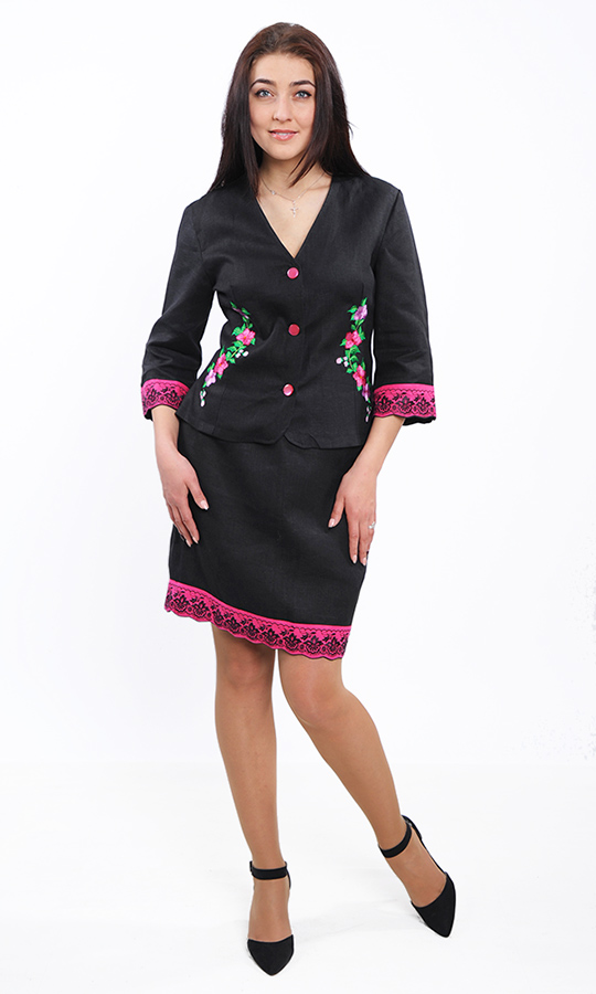 Черный костюм с вышивкой 7228 - фото 1 vishivano4ka.com.ua