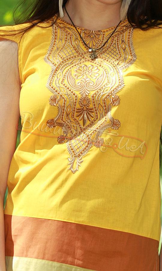 Блузка женская желтого цвета с этническим узором 7096 - фото 2 vishivano4ka.com.ua