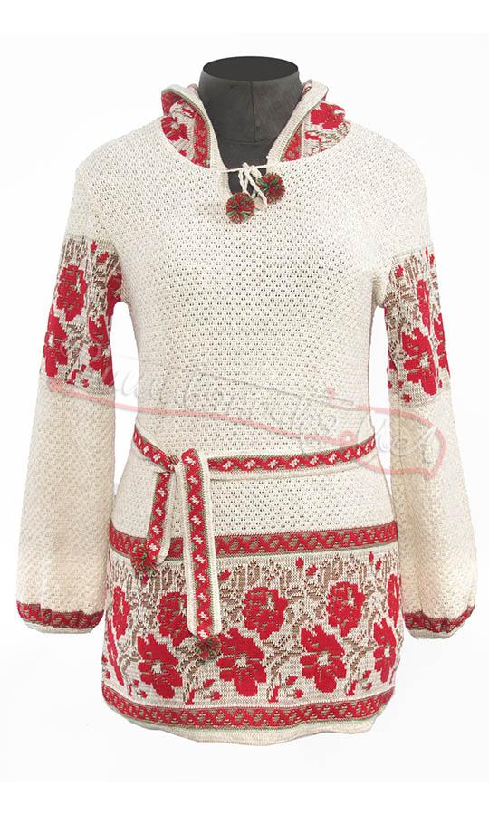 Вязаная туника-вышиванка, лен 5242 - фото 1 vishivano4ka.com.ua