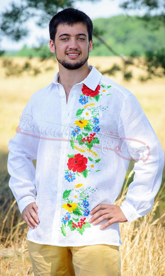 Рубашка мужская с цветочной вышивкой 3809 - фото 1 vishivano4ka.com.ua