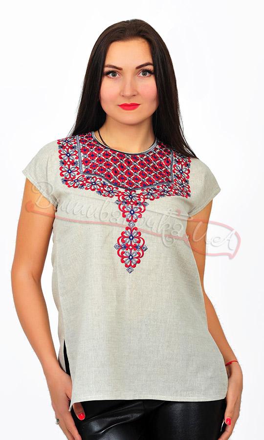 Жіночий топ з вишивкою гладдю 7084 - фото 1 vishivano4ka.com.ua