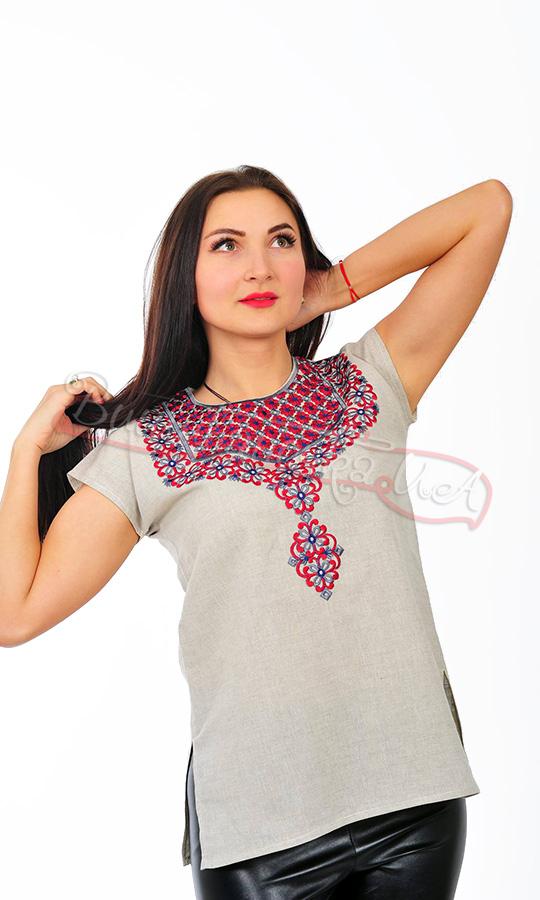 Жіночий топ з вишивкою гладдю 7084 - фото 2 vishivano4ka.com.ua