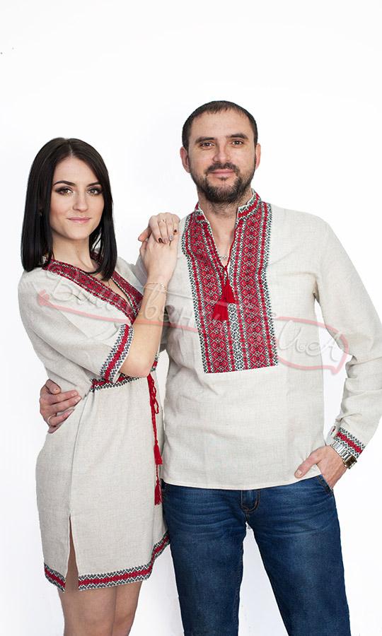 Комплект для пари з червоним узором 7328 - фото 2 vishivano4ka.com.ua