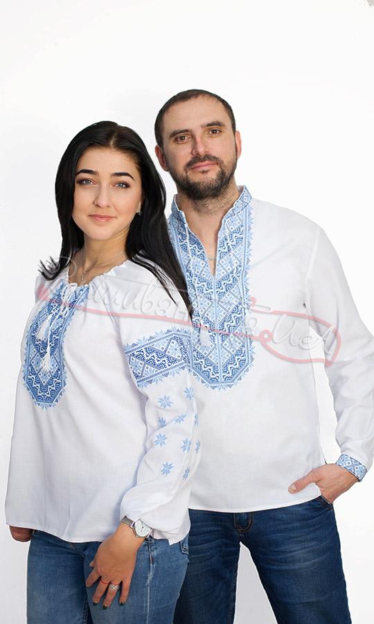 Парный набор вышивок с синей вышивкой 7371 - фото 1 vishivano4ka.com.ua