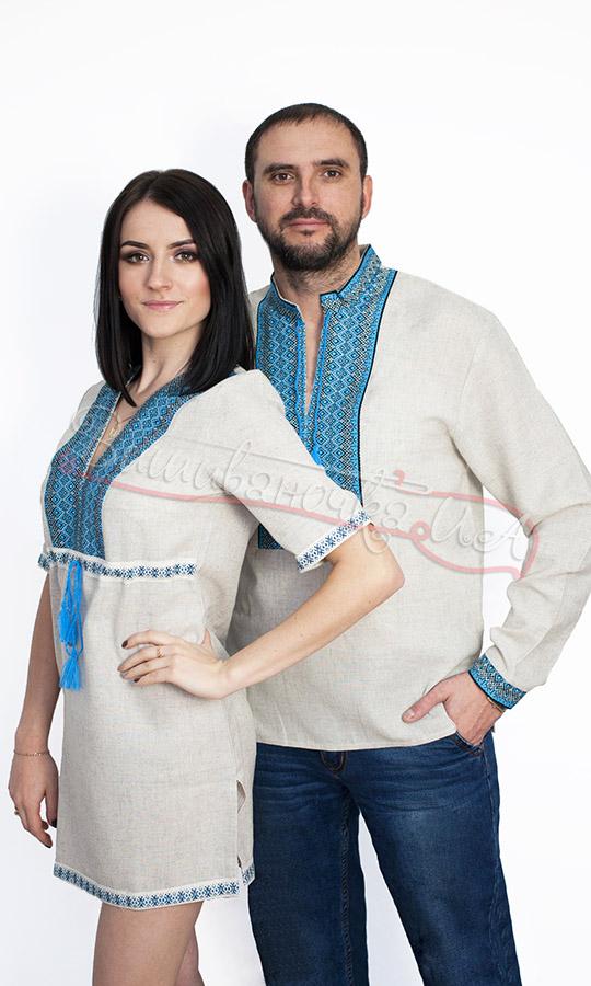 Комплект з тканим синім узором 7330 - фото 1 vishivano4ka.com.ua