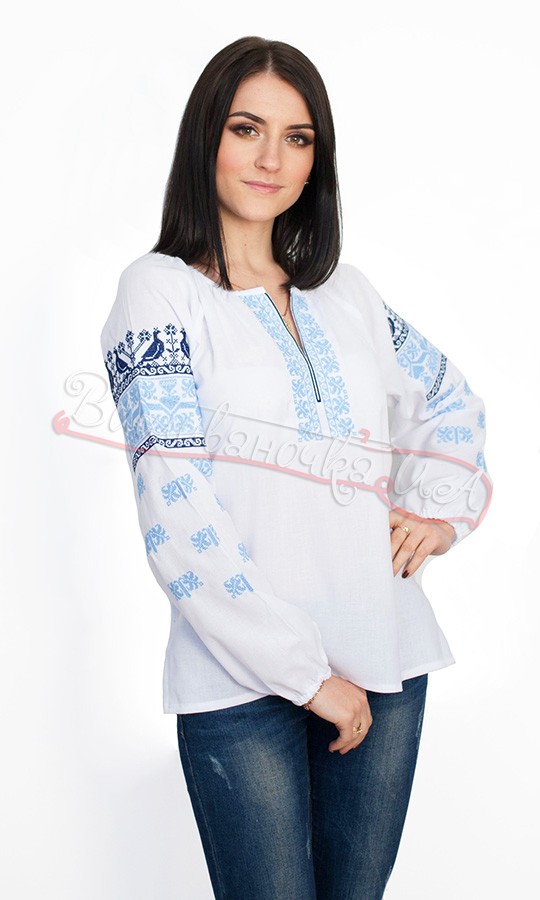 Женская рубашка с синей вышивкой 5549 - фото 3 vishivano4ka.com.ua