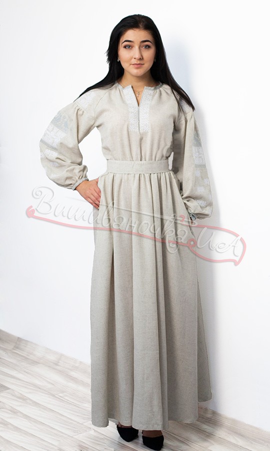 Довге плаття з узором птахів 5431 - фото 1 vishivano4ka.com.ua