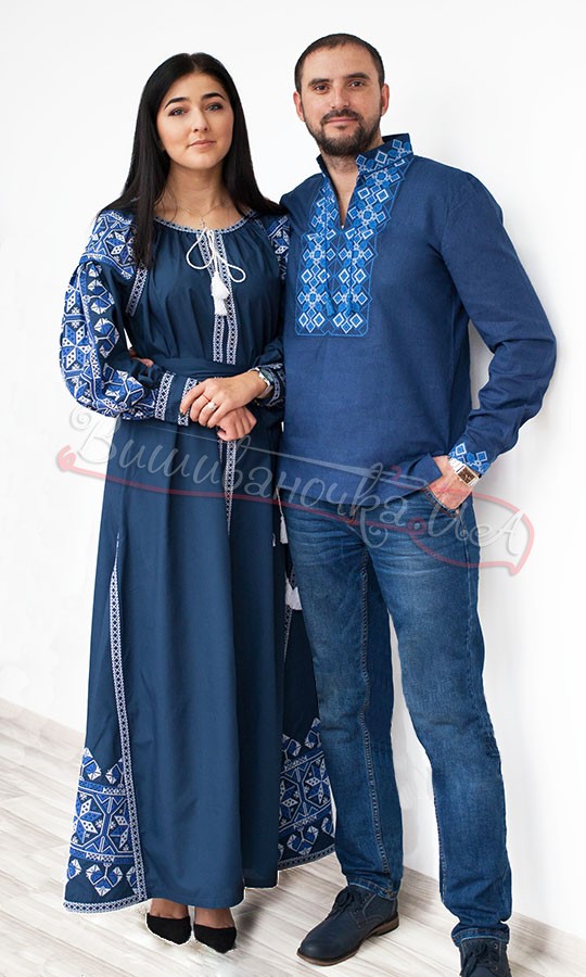 Екслюзивний комплект синього кольору 7331 - фото 1 vishivano4ka.com.ua