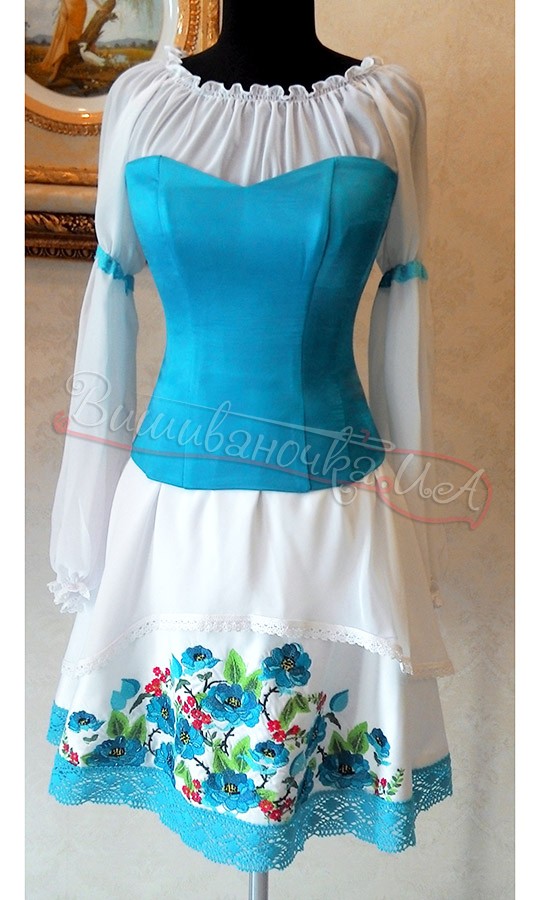 Женское платье с вышивкой, на корсете 3015 - фото 1 vishivano4ka.com.ua