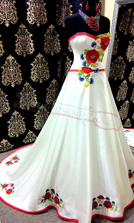 Жіноче атласне плаття з вишивкою 3001 - фото 1 vishivano4ka.com.ua