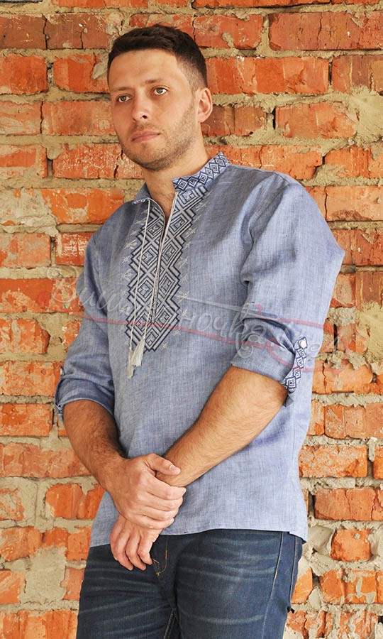 Мужская вышиванка с длинным рукавом М021 - фото 1 vishivano4ka.com.ua