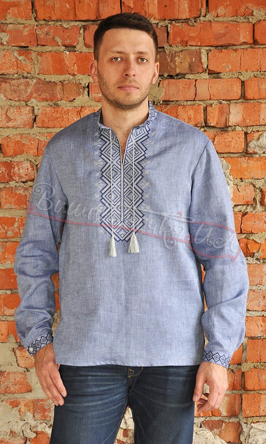 Мужская вышиванка с длинным рукавом М021 - фото 2 vishivano4ka.com.ua