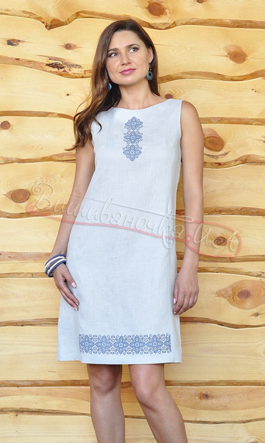 Літнє плаття з льону П27 - фото 2 vishivano4ka.com.ua