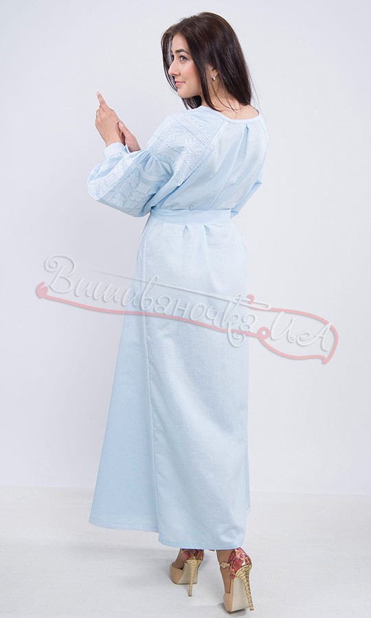 Блакитна сукня з білою вишивкою 7219 - фото 4 vishivano4ka.com.ua