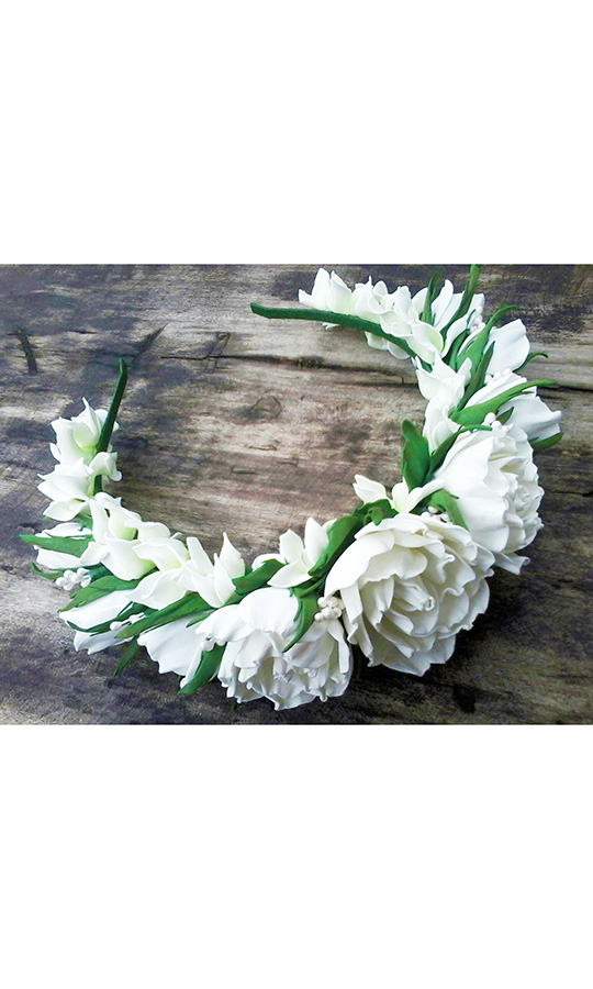 Білий вінок з фоамірану В05 - фото 1 vishivano4ka.com.ua
