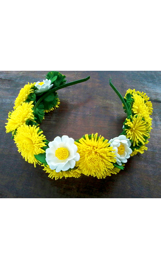 Віночок з кульбабами та ромашками В06 - фото 1 vishivano4ka.com.ua