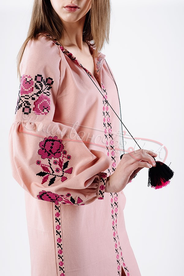 Нежное платье из домотканого полотна НК03 - фото 2 vishivano4ka.com.ua