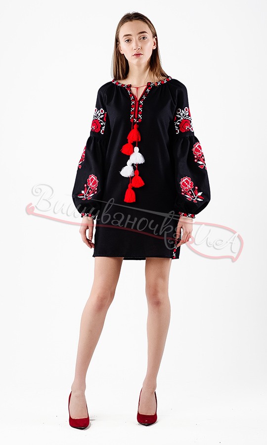 Барвисті молодіжні сукні з домотканого полотна НК07 - фото 3 vishivano4ka.com.ua