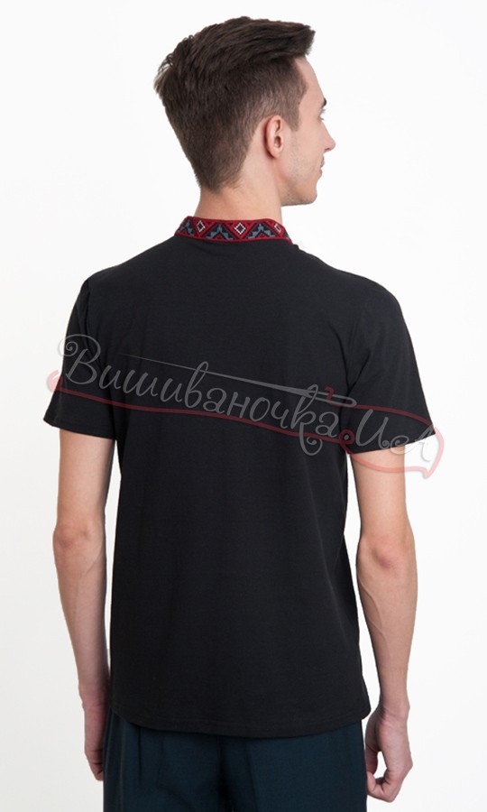 Футболка черная с красной вышивкой 5206 - фото 2 vishivano4ka.com.ua