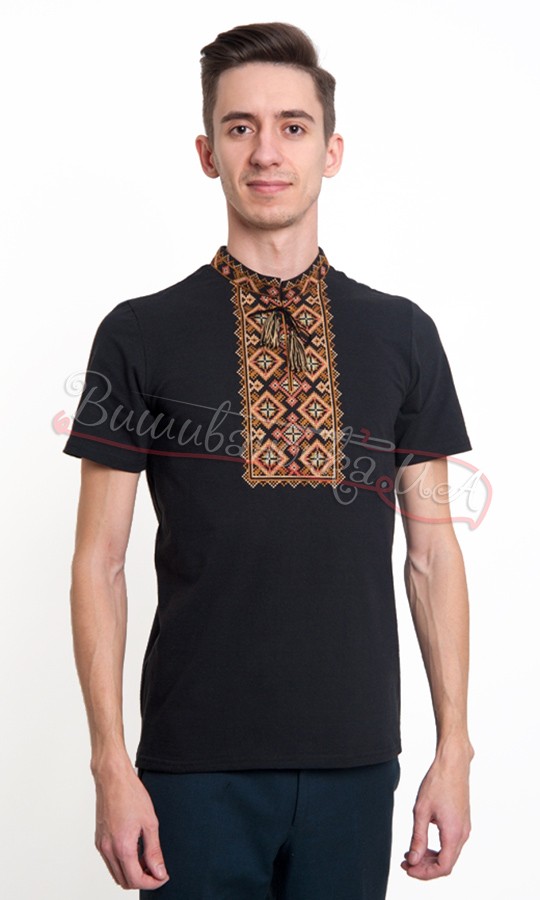 Чоловіча футболка з коричневою вишивкою 50205 - фото 1 vishivano4ka.com.ua