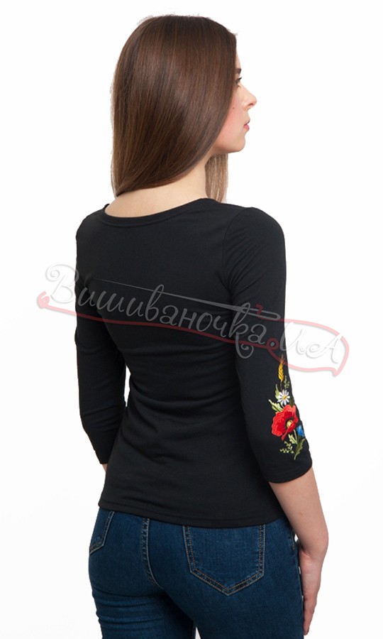 Футболка жіноча з маками та ромашками 5125д - фото 2 vishivano4ka.com.ua