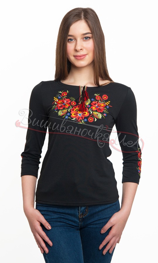Жіноча футболка з квітковим узором 5126д - фото 1 vishivano4ka.com.ua