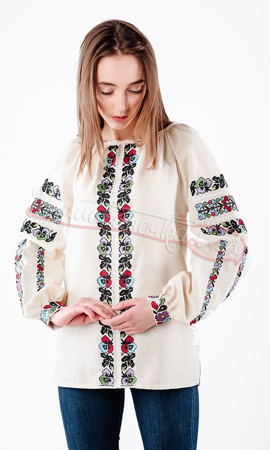 Вышиванка из домотканого полотна с ярким узором НК20 - фото 1 vishivano4ka.com.ua