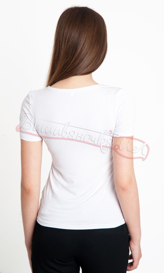 Футболка біла жіноча з вишивкою 50124 - фото 2 vishivano4ka.com.ua