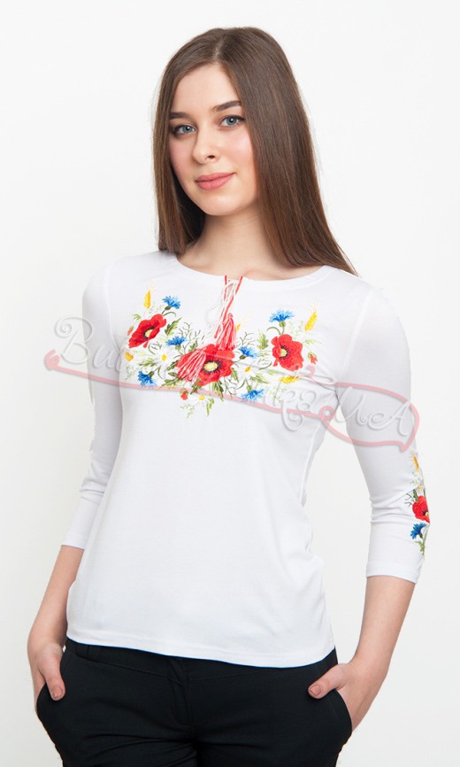 Жіноча футболка з довгим рукавом 50123д - фото 1 vishivano4ka.com.ua