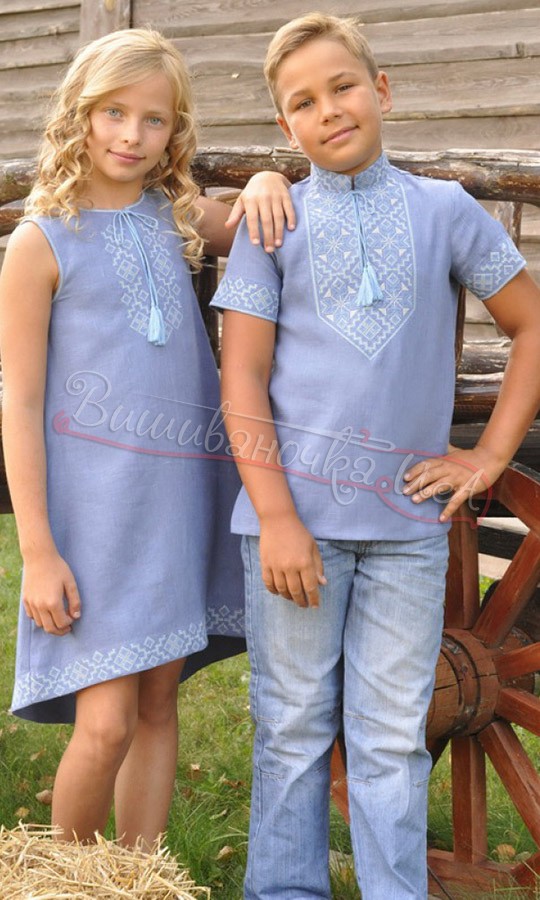 Дитячий парний комплект блакитного кольору ДМП1603 - фото 2 vishivano4ka.com.ua