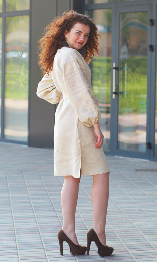 Платье из льна с геометрическим узором 5488 - фото 2 vishivano4ka.com.ua