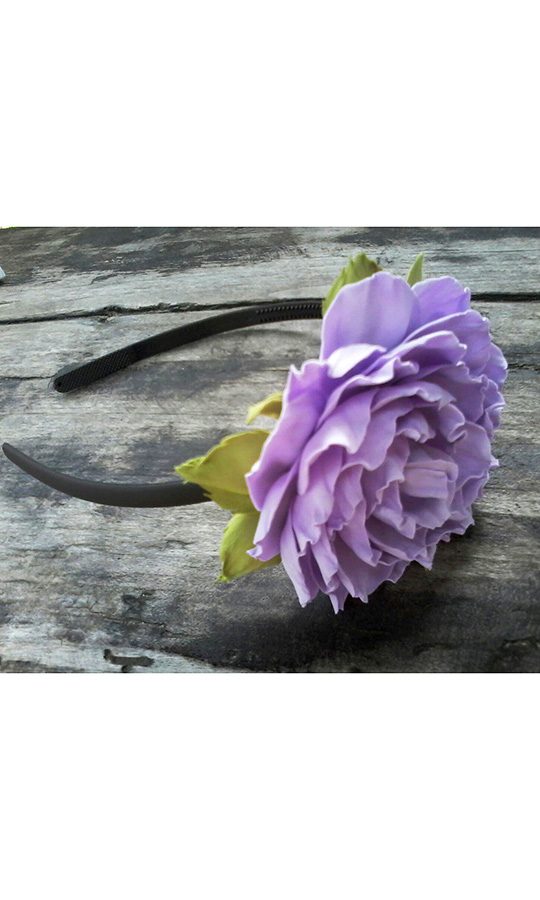 Квітка на обручі ручної роботи  В18 - фото 1 vishivano4ka.com.ua