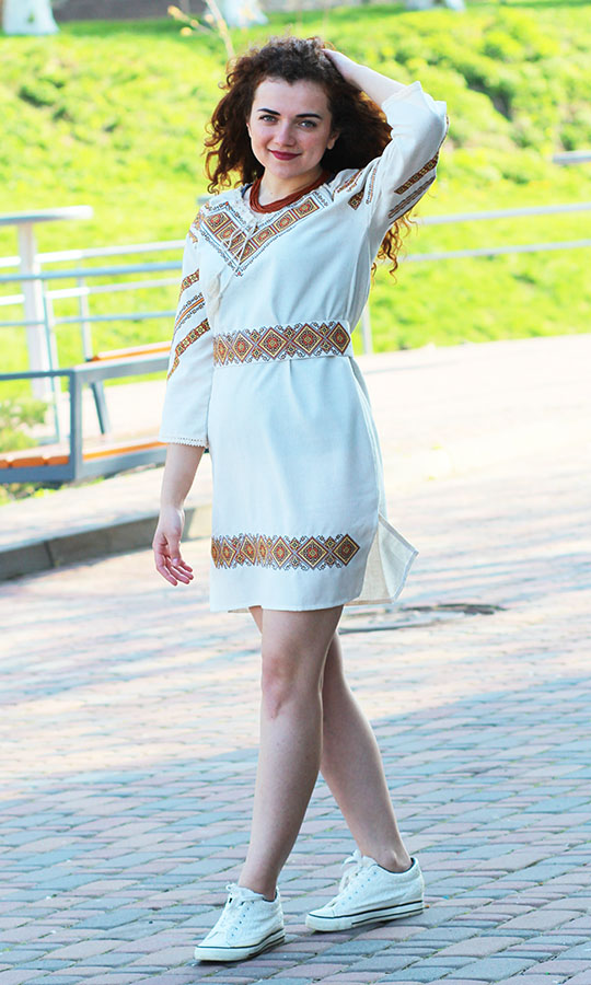 Платье из хлопка с геометрическим узором 5469 - фото 1 vishivano4ka.com.ua