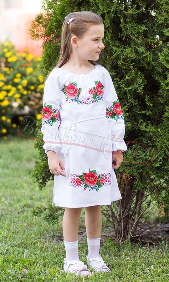 Плаття для дівчинки з маками та ожиною 812-2 - фото 1 vishivano4ka.com.ua