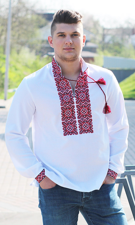 Чоловіча вишиванка з червоним або синім кольором 3349 - фото 2 vishivano4ka.com.ua