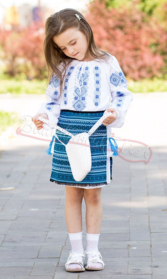 Вышиванка с синим узором 936-3 - фото 2 vishivano4ka.com.ua
