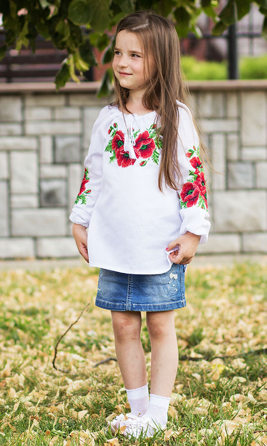 Блузка дитяча з маками 920-1 - фото 1 vishivano4ka.com.ua