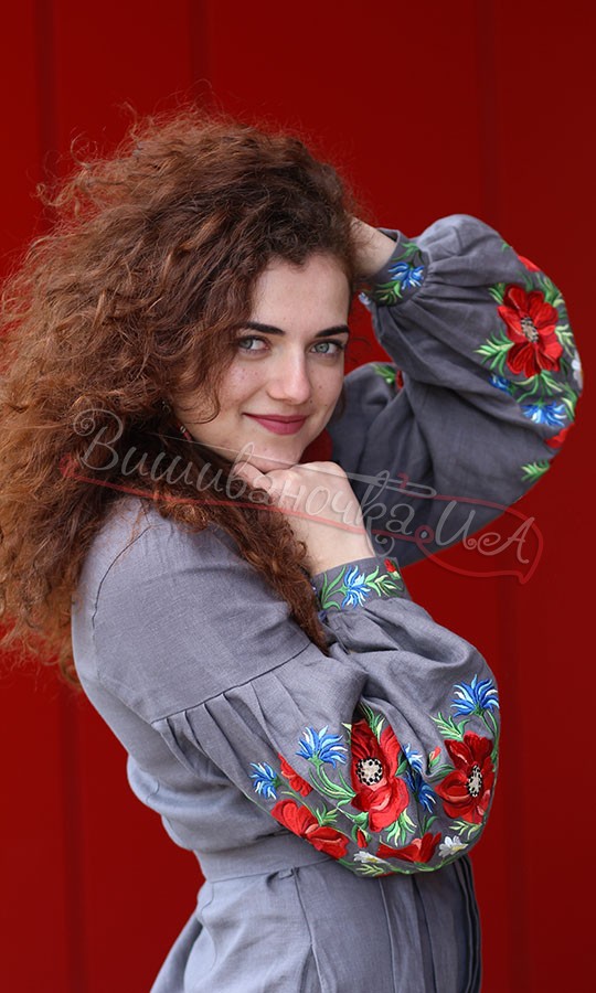 Вышитое дизайнерское платье из льна 4150 - фото 4 vishivano4ka.com.ua