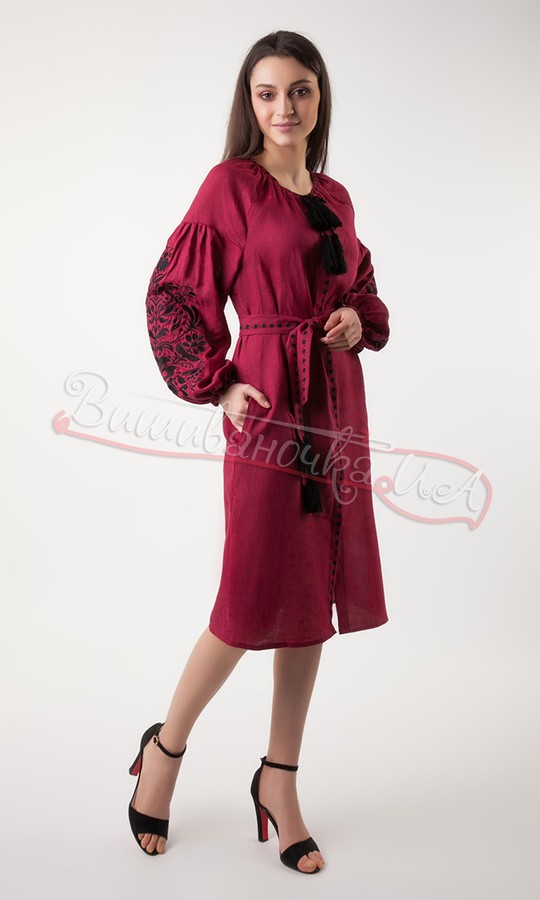 Плаття з вишивкою дерева життя з льону 3336 - фото 1 vishivano4ka.com.ua