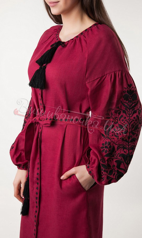 Плаття з вишивкою дерева життя з льону 3336 - фото 4 vishivano4ka.com.ua