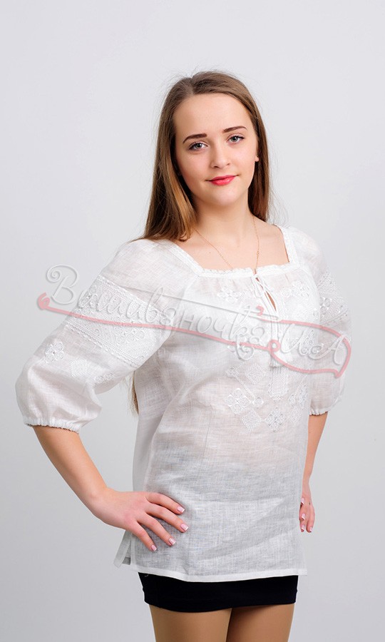 Элегантная женская вышиванка из льна 1020 - фото 2 vishivano4ka.com.ua