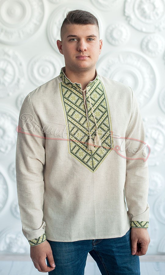 Вышитая мужская рубашка с полульна 347-6 - фото 2 vishivano4ka.com.ua